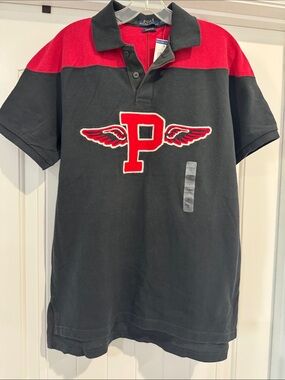 Polo by Ralph Lauren Black and Red Winged 'P' Rugby Polo